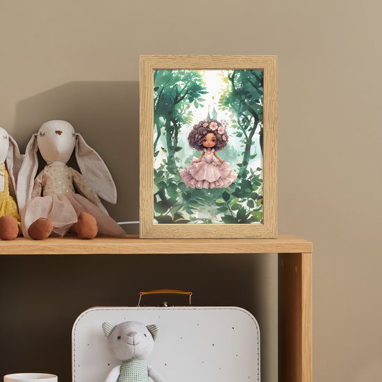 Nachtlampje 15x20 cm - Kinder lampje - Prinses - Meisje - Kasteel - Sprookjes - Roze - Tafellamp kinderkamer - Slaapkamer lamp - Bedlamp kinderen - Kinderlampje stopcontact - Wandlamp babykamer - Nachtlampjes van Decopatent — afbeelding 3