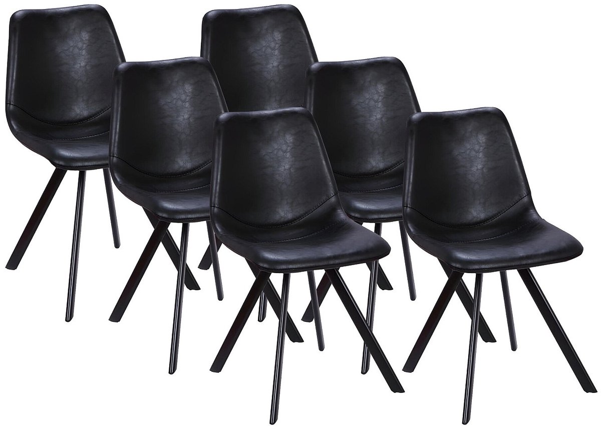Vente-unique Set van 6 stoelen LUBINE - Kunstleer - Zwart