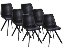 Vente-unique Set van 6 stoelen LUBINE - Kunstleer - Zwart