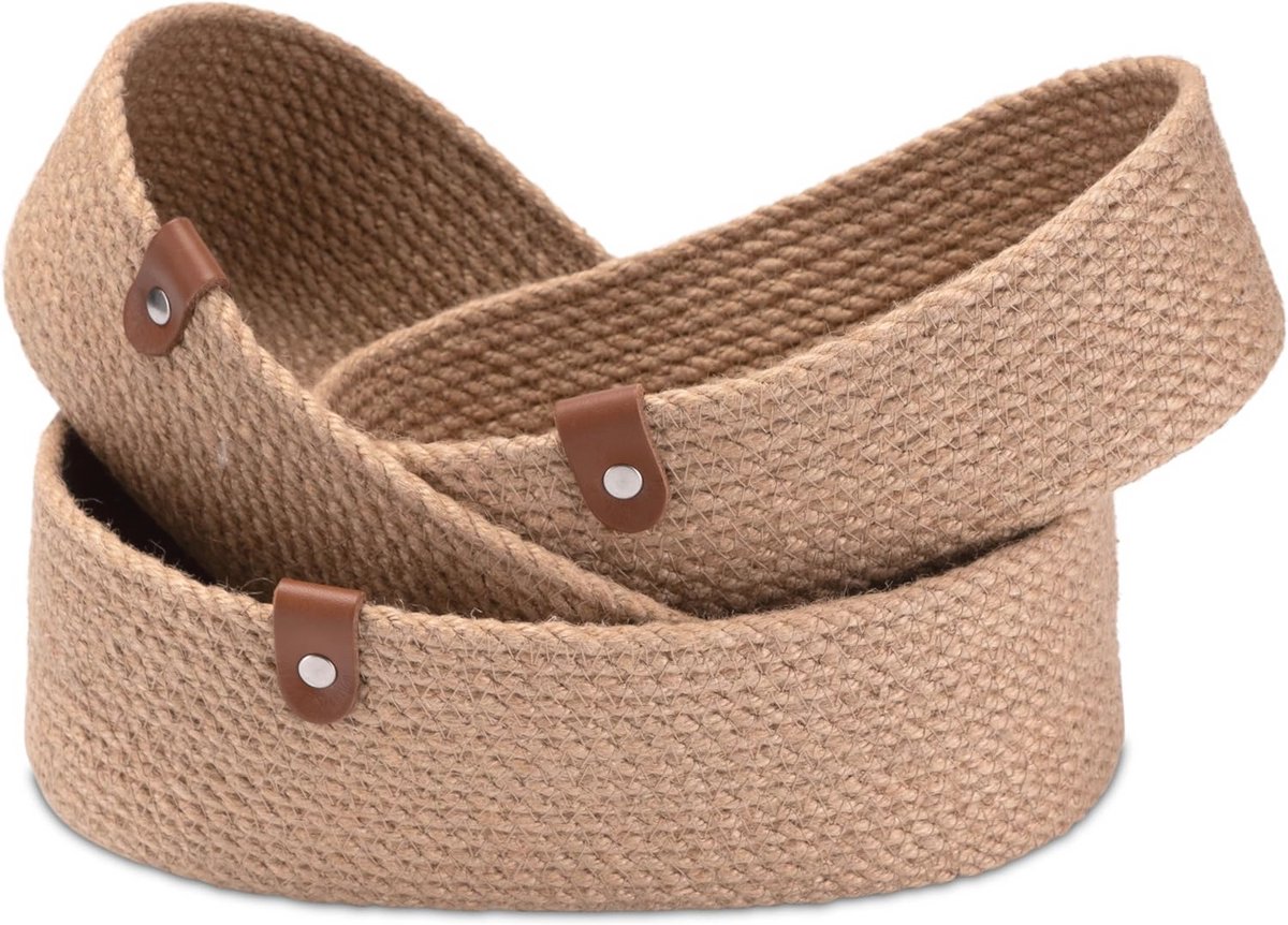 Set van 3 Jute Opbergmandjes - Multifunctionele Organizer voor Badkamer en Luiertafel