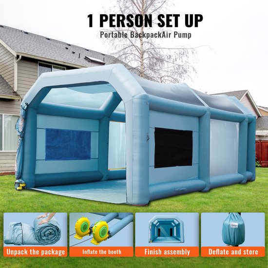 Opblaasbare Spuitcabine met Filtersysteem en Dubbele Ventilatoren, 6 X 3 X 2,4 m — afbeelding 3