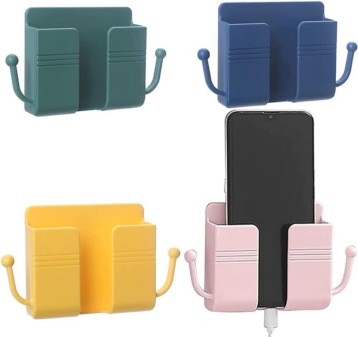 Zelfklevende Opbergdozen voor Telefoon en Afstandsbedieningen - 4 Stuks Muurmontage