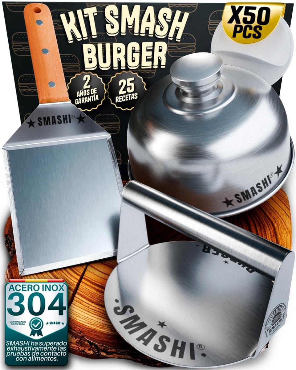 Professionele Smash Burgerkit van Roestvrij Staal met 25 Recepten