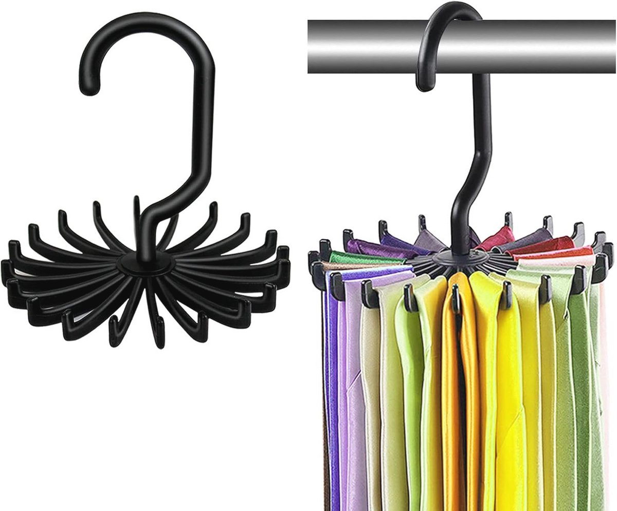 360 Graden Draaibare Stropdasorganizer - 2 Stuks Sjaalriemhouders voor Kledingkast