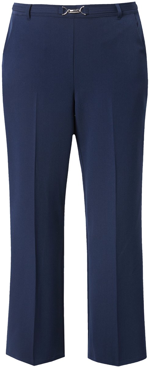 MIAMODA - Dames - Businessbroek rechte pijp sierceintuur met sluiting - Donkerblauw - Maat 44