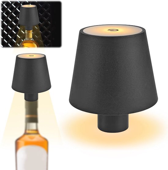Draadloze drankfles lamp, 3 kleuren wijnfles verlichting kit draadloze tafellamp oplaadbare led touch control dimmen bureaulamp voor slaapkamer, restaurant, bar, kantoor, Kerstmis (wit
