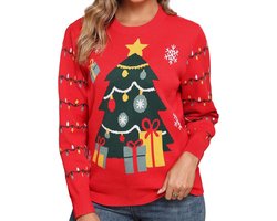 Kersttrui Dames Ronde Hals Gebreide Sweater Lange Mouwen Feestelijk