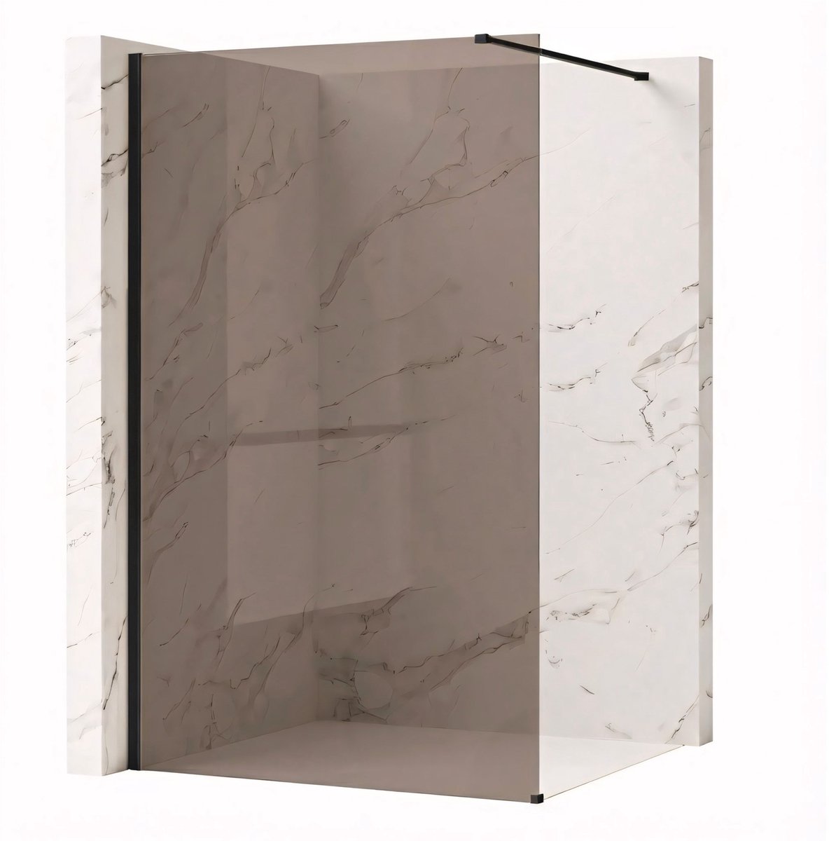 Rea Flexi Brown 80 - Rookbruin Glas 6 Mm - Douchewand - Zwart120X80X195Cm