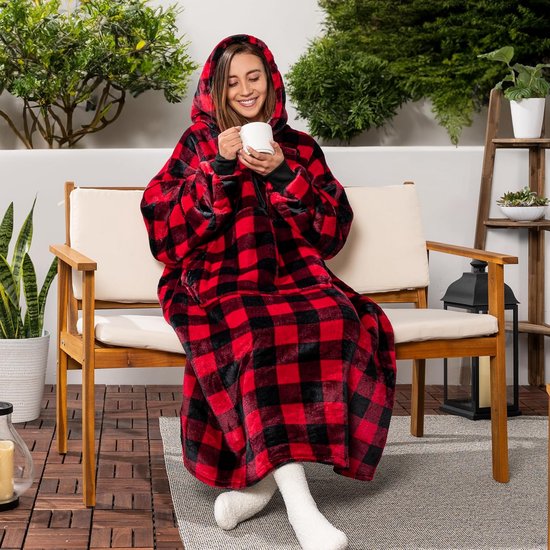 Video's over Wat is Hoge Kwaliteit Dubbele Laag Flanel Sherpa Winter Kapbare Draagbare Overmaat Hoodie Deken Sweatshirt