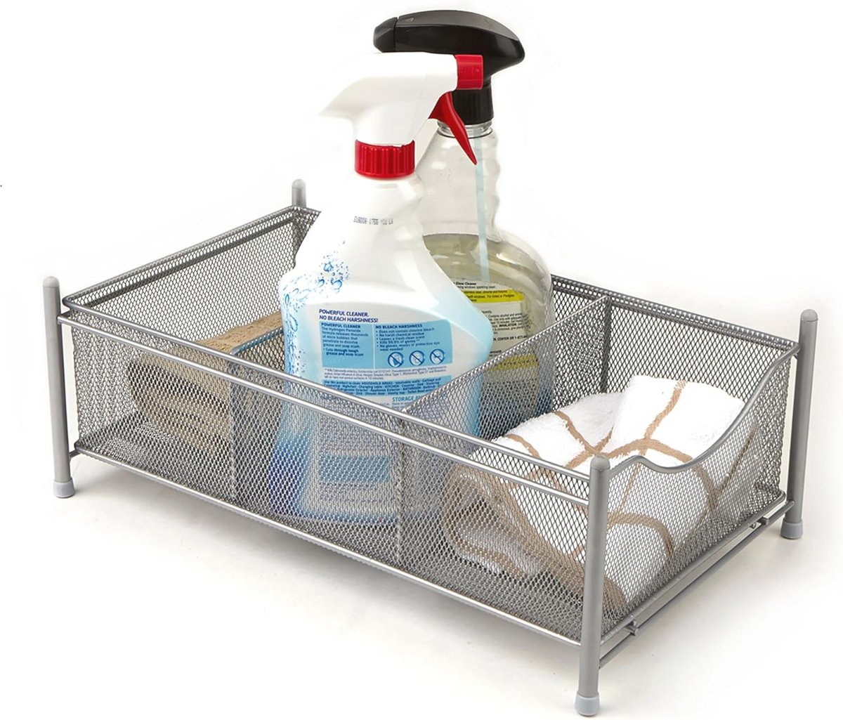 Metalen 3-vaks opbergbox organizer - Zilver