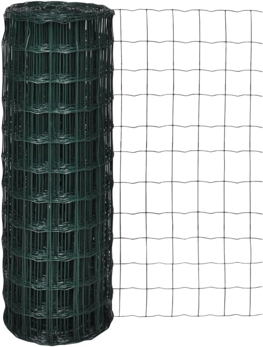 Euro hek 25m 0,8m hoog maas 76x63mm groen pvc-gecoat staaldraad