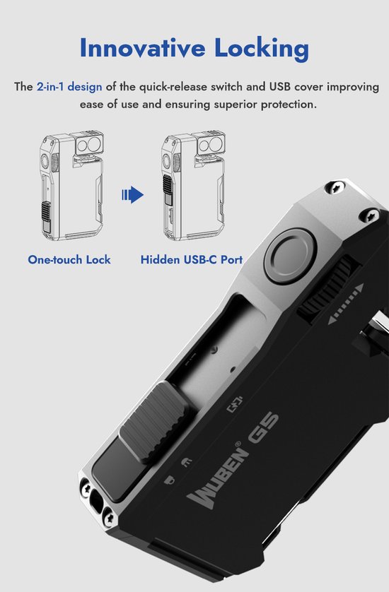 WUBEN Mini lampe de poche LED G5 - 400 lumens - Avec lumière RVB - 6 modes - EDC rechargeable - Étanche IP68 - Pour camping, randonnée, extérieur, pêche, urgences - Vert