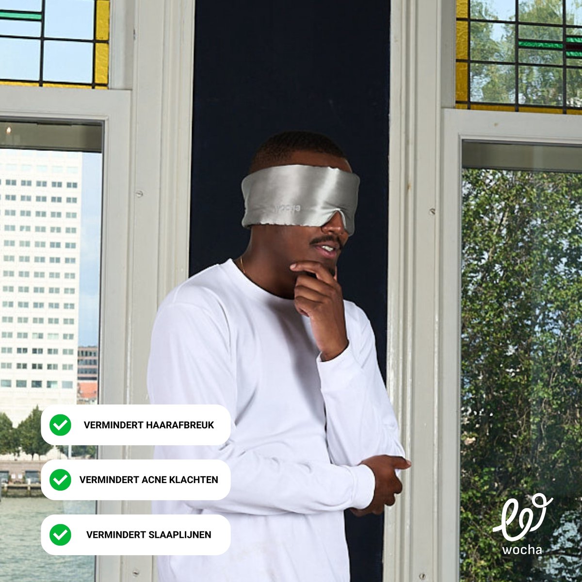 Wocha 100% Premium Moerbei Zijden Slaapmasker – 22 Momme – Hoogste kwaliteit 6A Zijde – Grijs – Voor vrouwen en mannen — afbeelding 4
