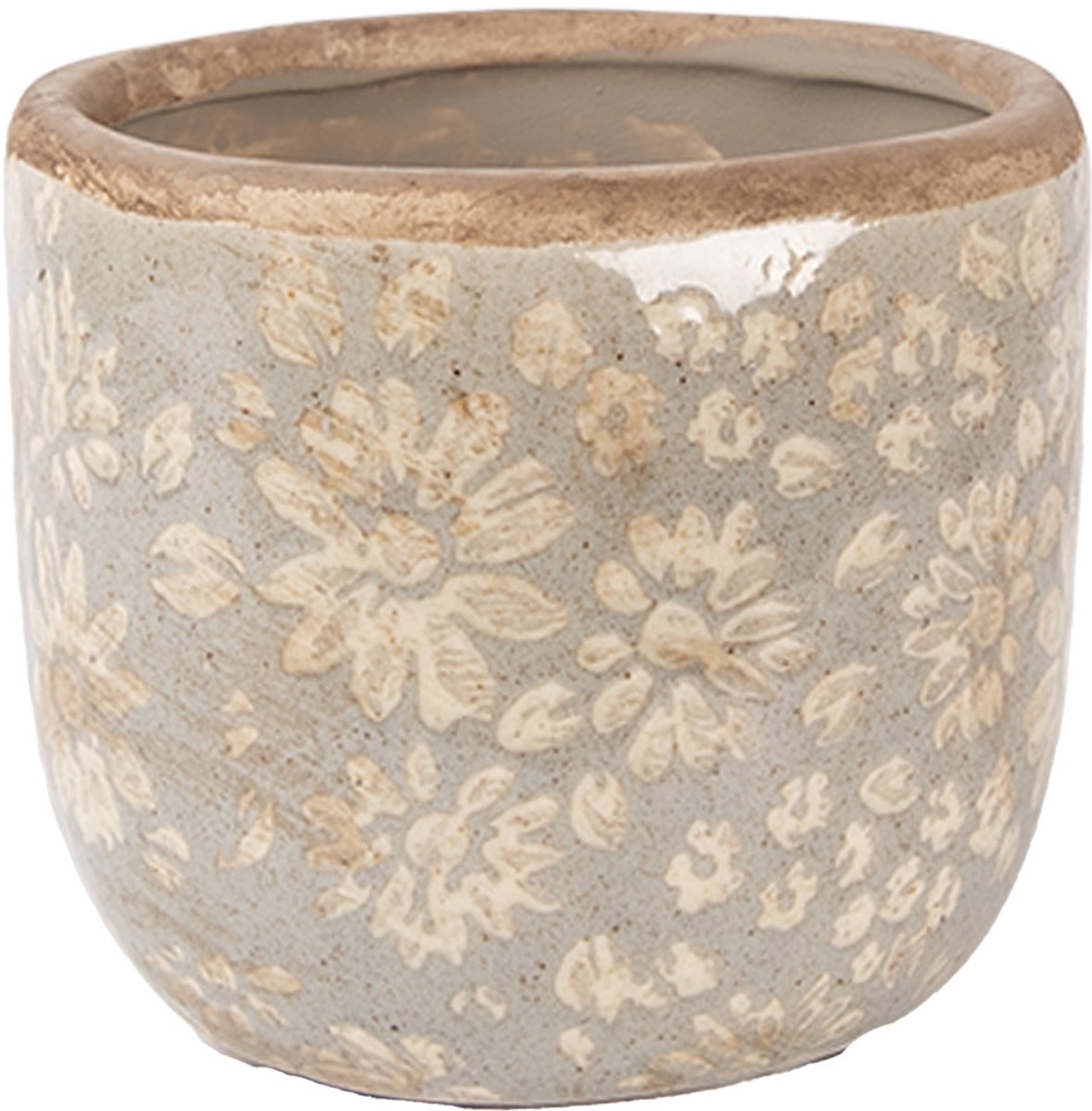 Clayre & Eef Bloempot Ø 10x9 cm Grijs Keramiek