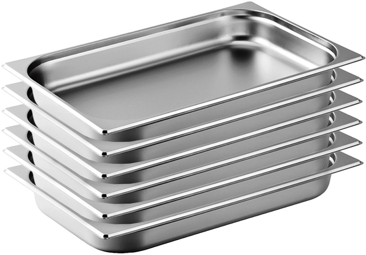 HCB® - RVS / INOX Gastronorm bak GN bak 1/1 Diepte 65 mm - 6 stuks - 1 kg - 2292-6
