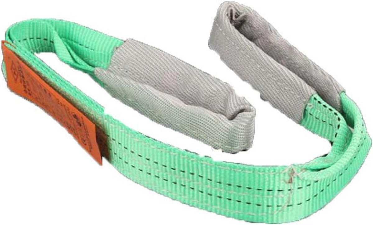 Hijsriem polyester platte band sling - 2T - 1m - Groen
