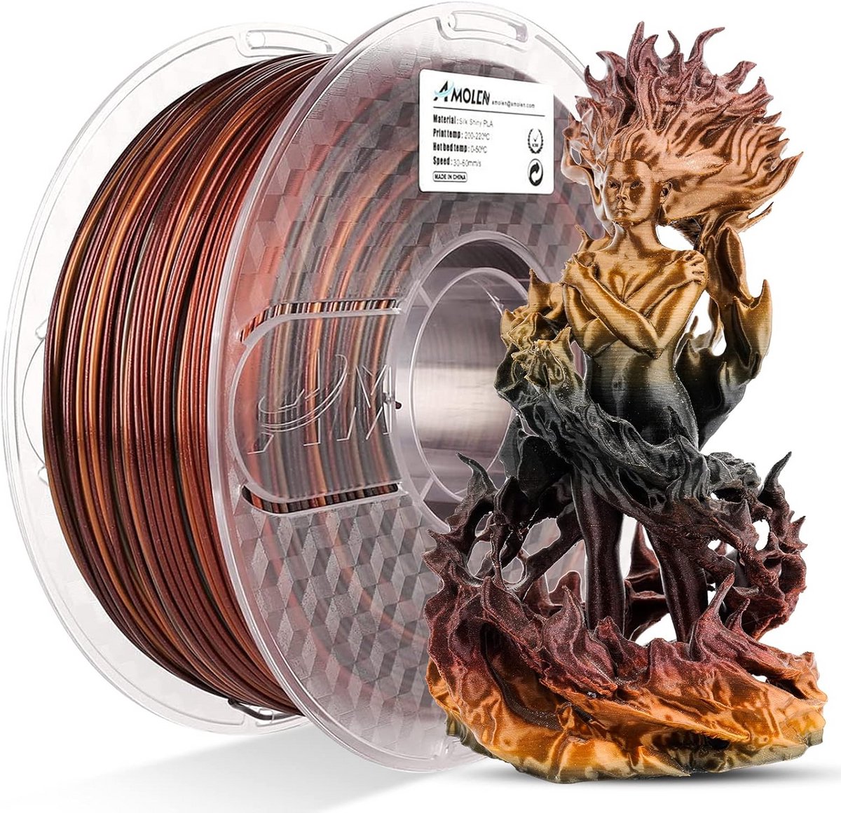 3D Printer Filament 1,75 mm Zijdezwart Glanzend Roodgouden - 1 kg