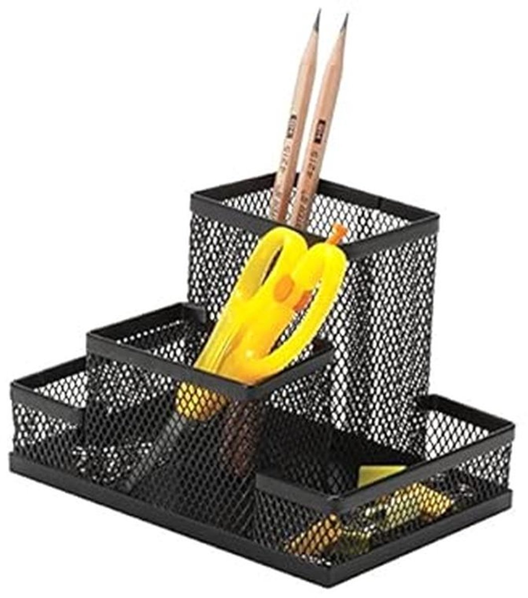 Desk Organizer met 4 Vakken - Zwart