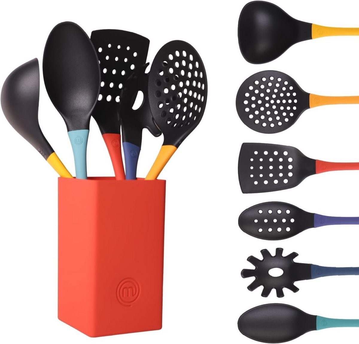 Kookgerei Set Met Houder - Veelkleurig, Hittebestendig en Krasbestendig Keukengerei