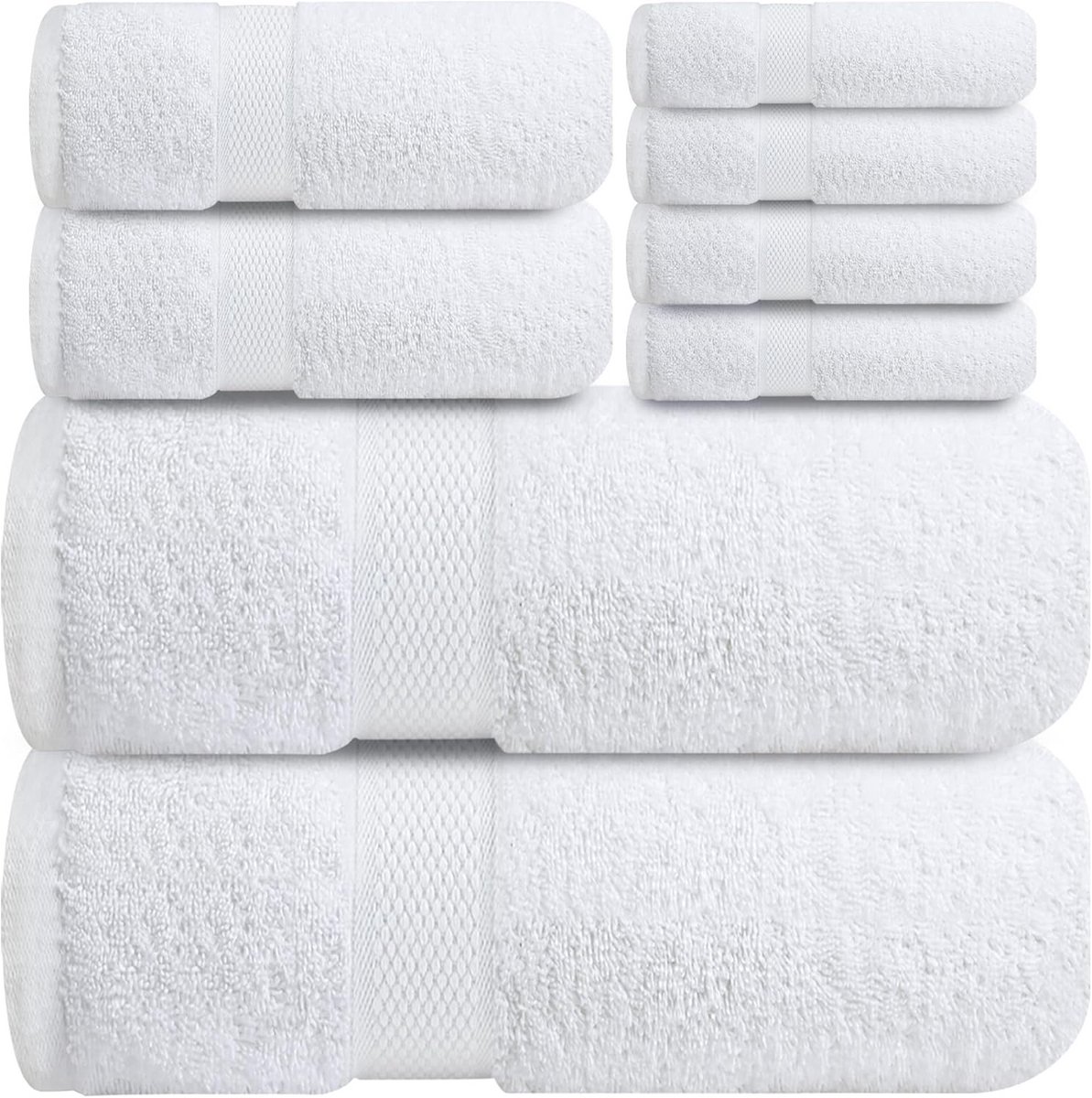 Luxe Witte Badhanddoekenset (8 Delig) - 100% Katoen | Inclusief Badhanddoeken, Handdoeken 