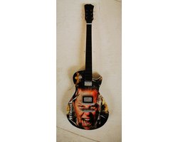 Metallica Miniatuur Gitaar James Hetfield LP Model – Houten Heavy Metal Decoratie met Standaard – Luxe Thrash Rock Band Merchandise – 25 cm Hoog – Stoer Cadeau
