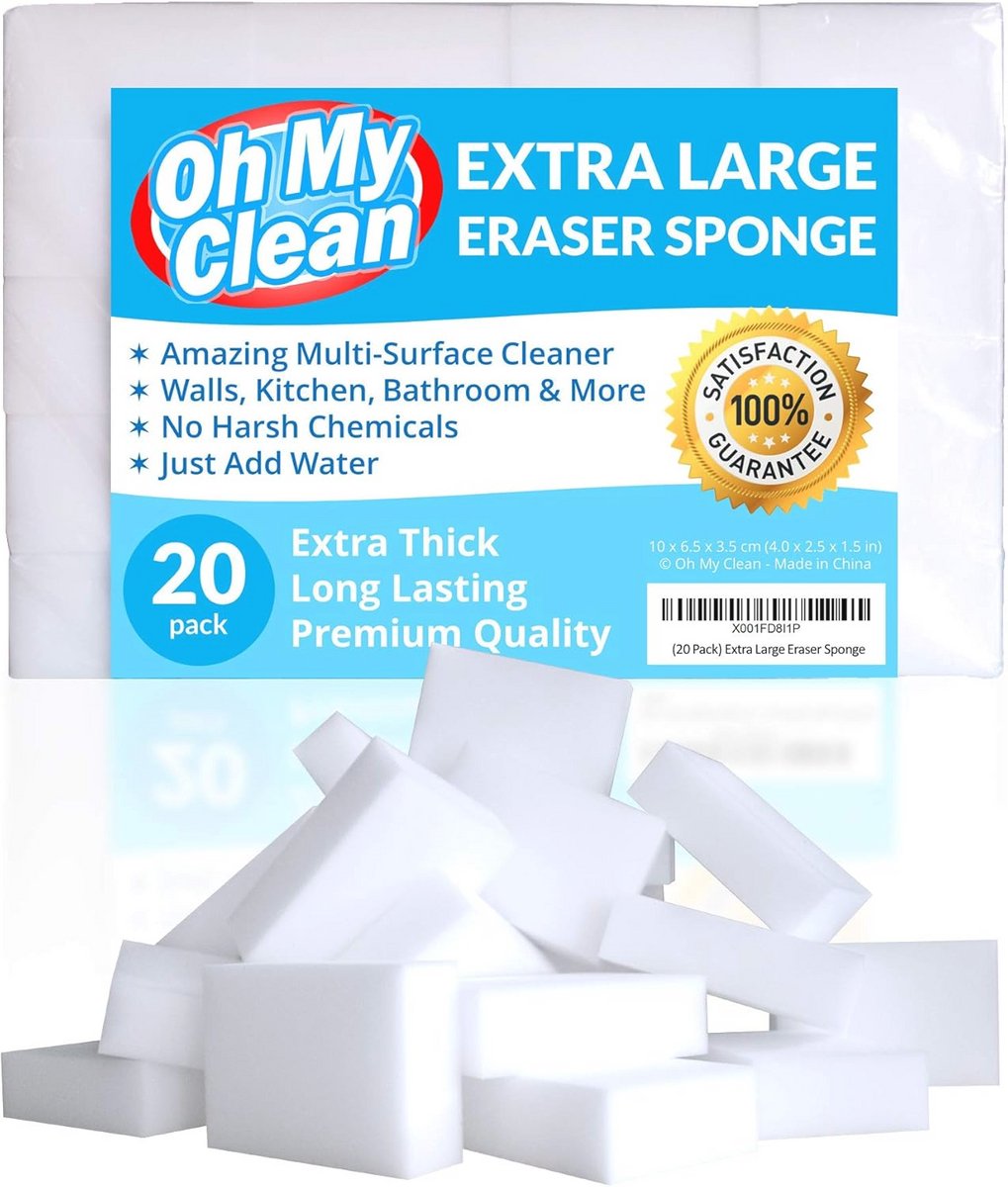 20 stuks Extra Grote Gumsponsen - Duurzame Melamine Sponzen voor Multi-oppervlakken