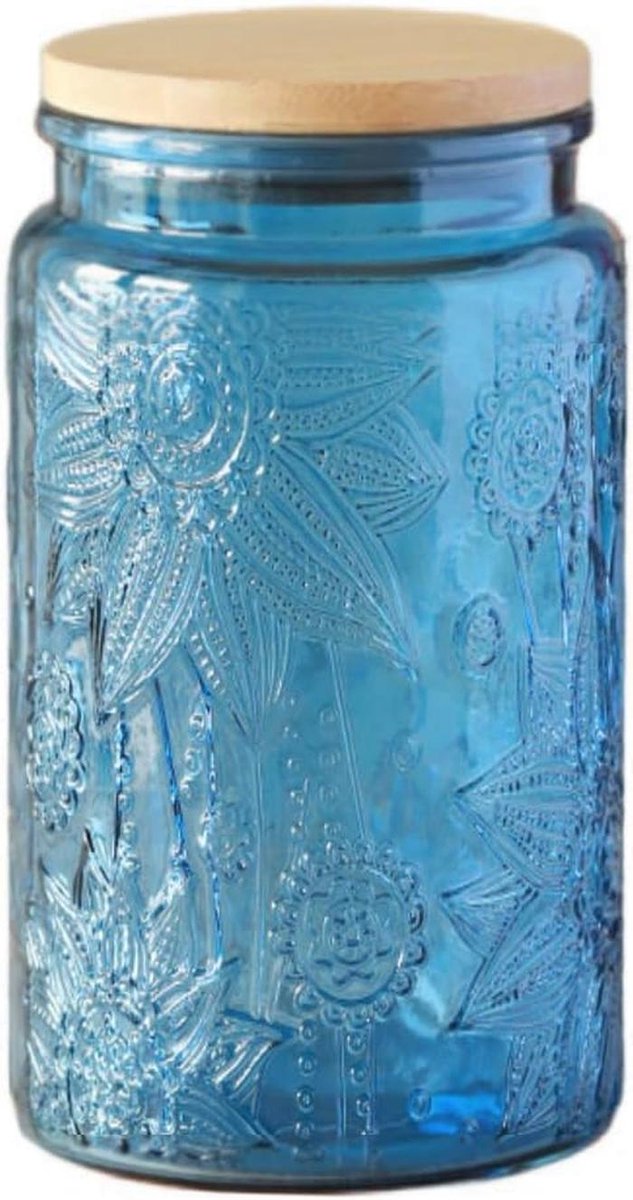 Glazen Opslag Pot met Deksel - 34 oz - Vintage Zonnebloem Design - Voorraadpotje
