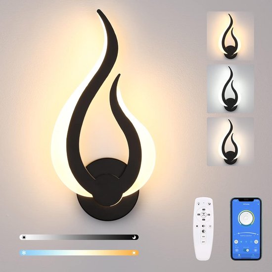 Moderne Dimbare Wandlamp met Afstandsbediening, 10W LED, Drie Kleur Temperaturen, Nachtlampje voor Kinderen, Kantoor, Hal