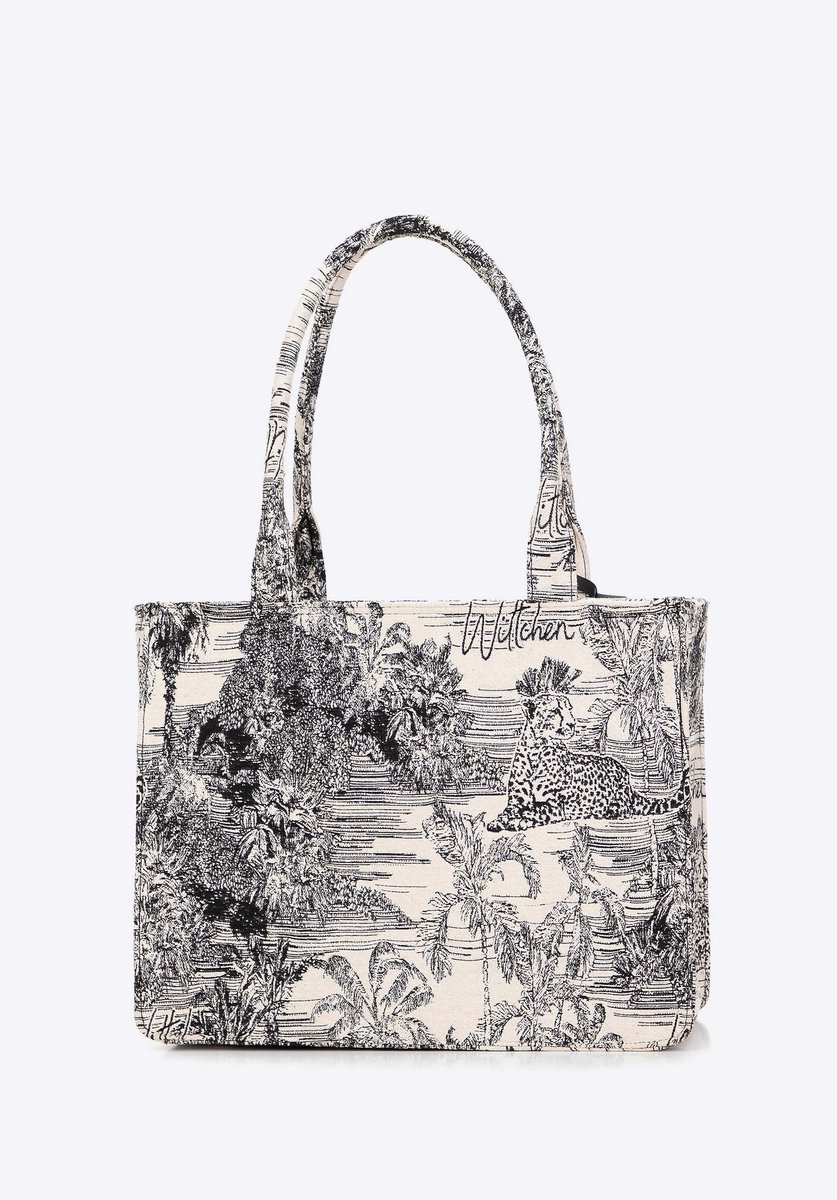 Wittchen Jacquard Shopper - Zwart en Crème - A4 Formaat - Afneembare Kwast