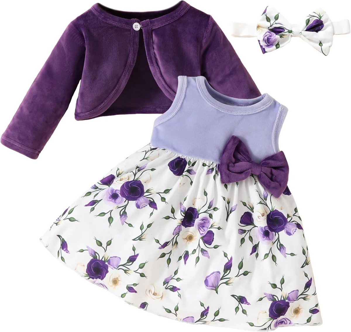 Meisjes Jurk met Vest Set 2 Delig - Herfst & Winter Outfit voor Peuters en Baby's