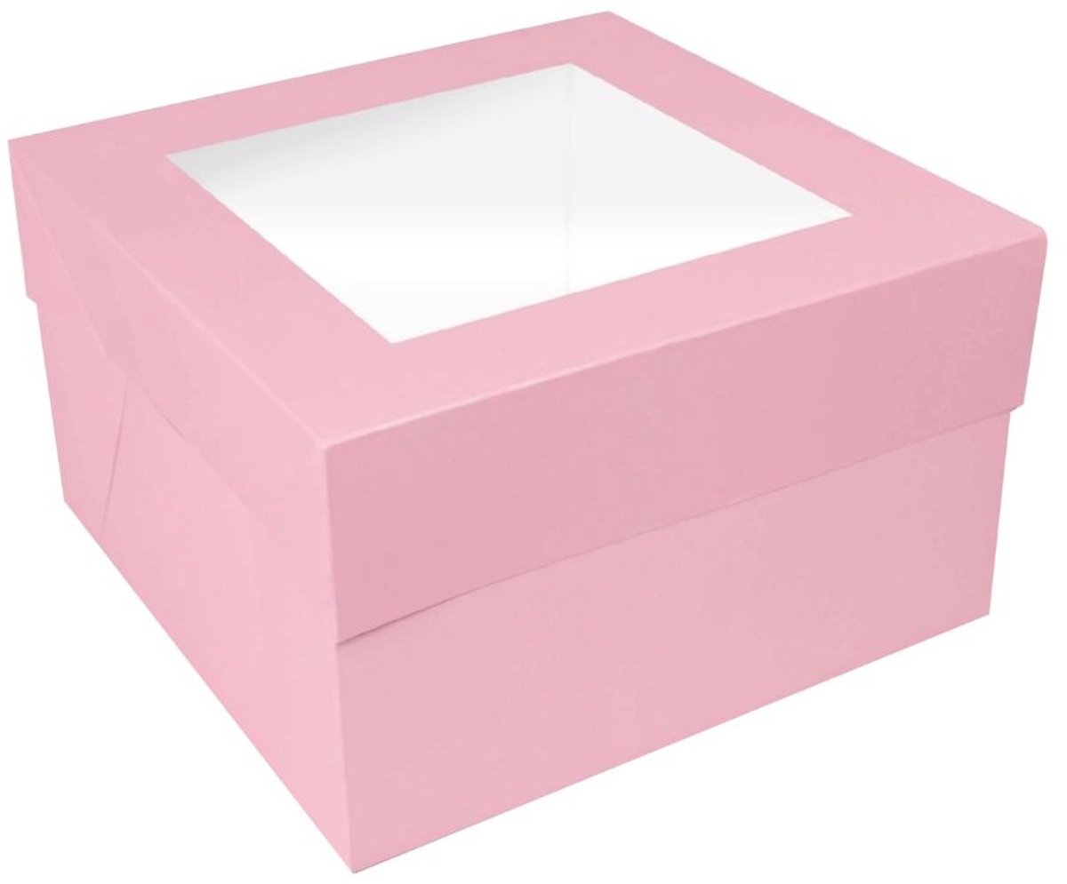 Simply Making Taartdoos Venster Lichtroze 25x25x15cm