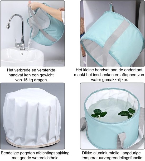 1 artikel - Opvouwbare voetenbademmer - Voetenbad voor thuisgebruik - Draagbaar voor op reis - Geïsoleerde voetenbadtas - Klein blauw van Merkloos — afbeelding 5