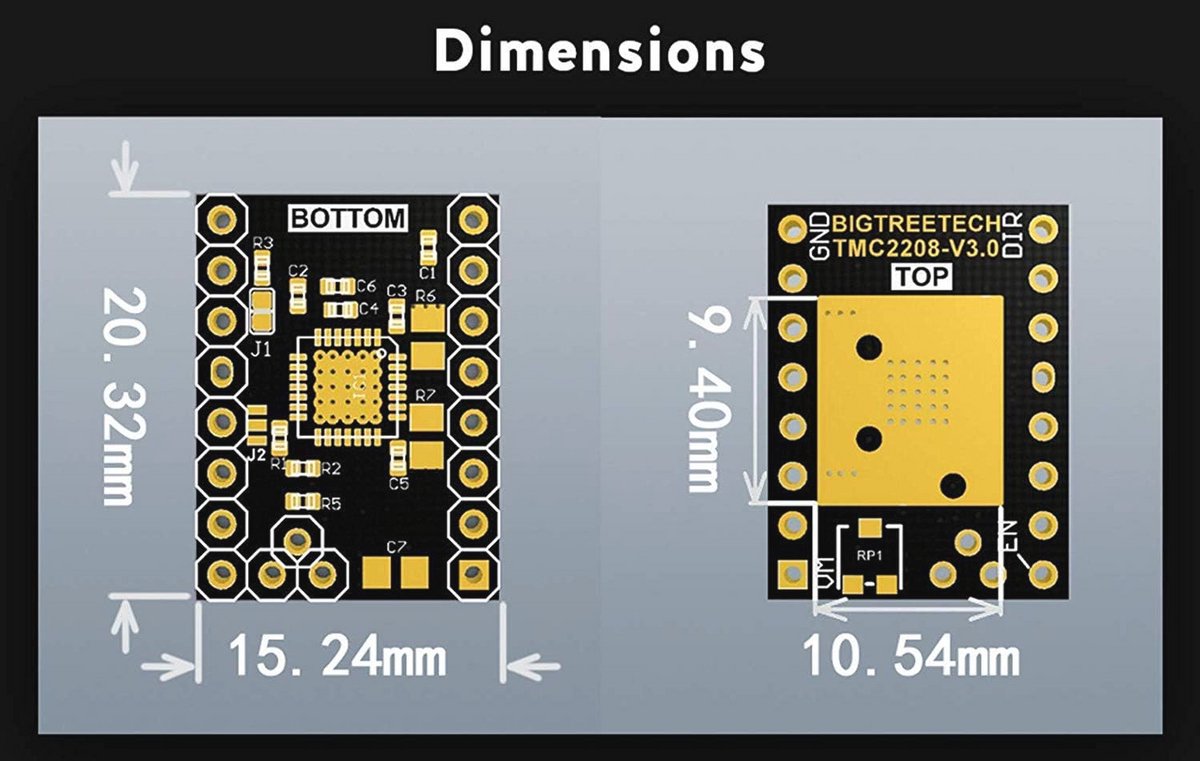 Stappenmotorstuurprogramma TMC2208 V3.0 met Koellichaam voor 3D-printers - 2 Stuks
