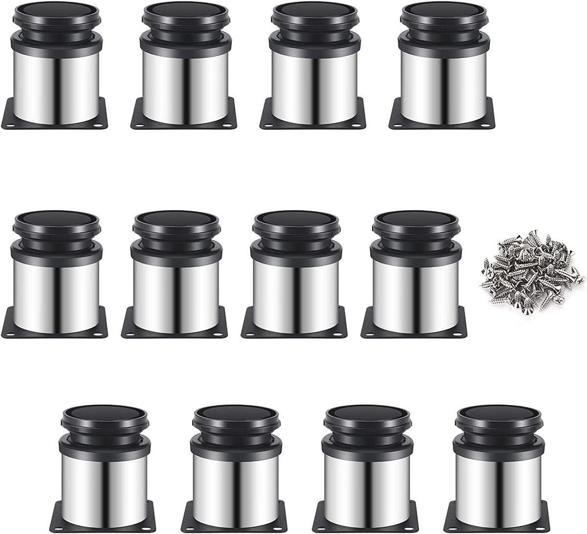 Set van 12 verstelbare meubelpoten van roestvrij staal - Modern en sterk - Ideaal voor elk meubel