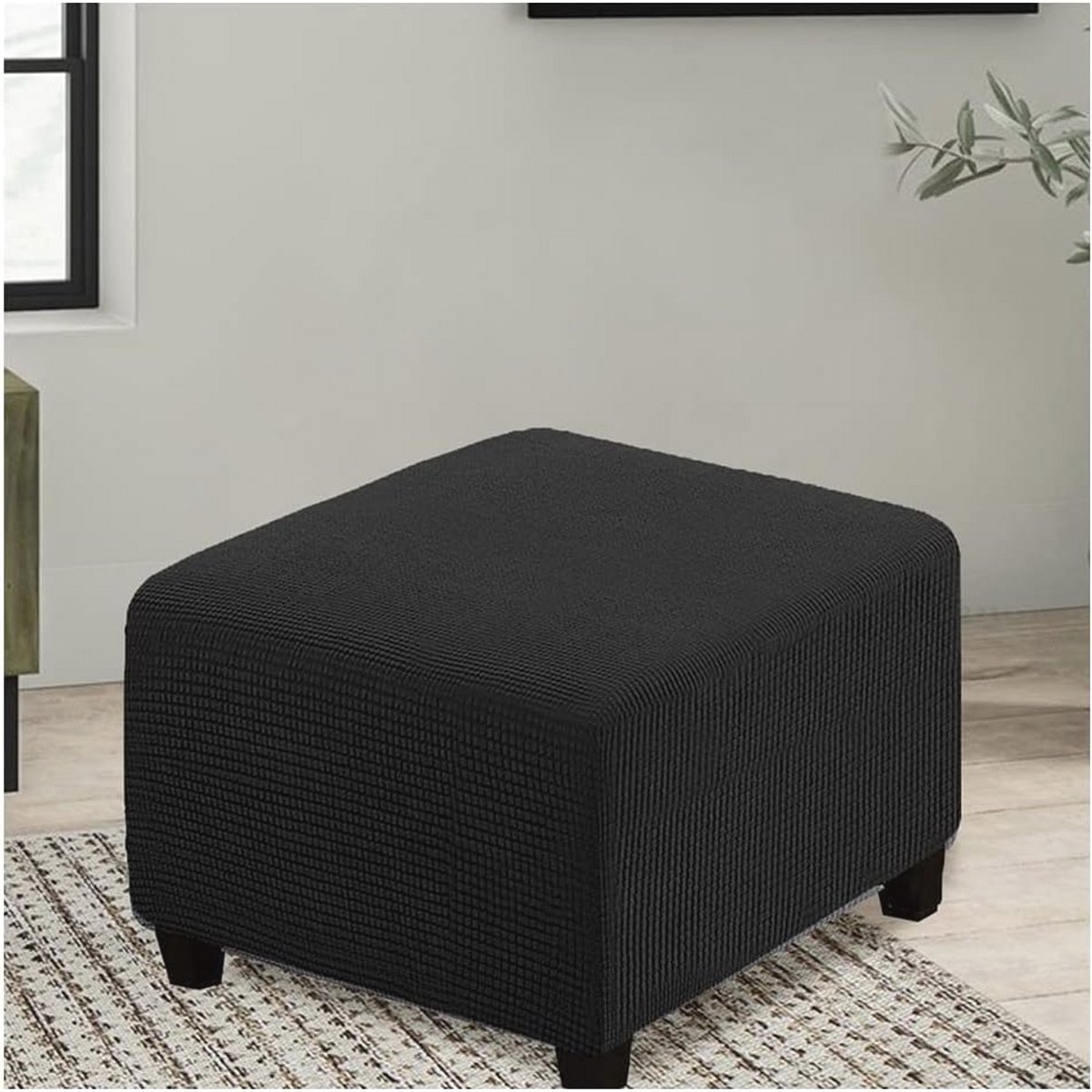 Stretch Poef Hoes 95x95cm - Wasbare Antislip Hoes voor Voetenbank