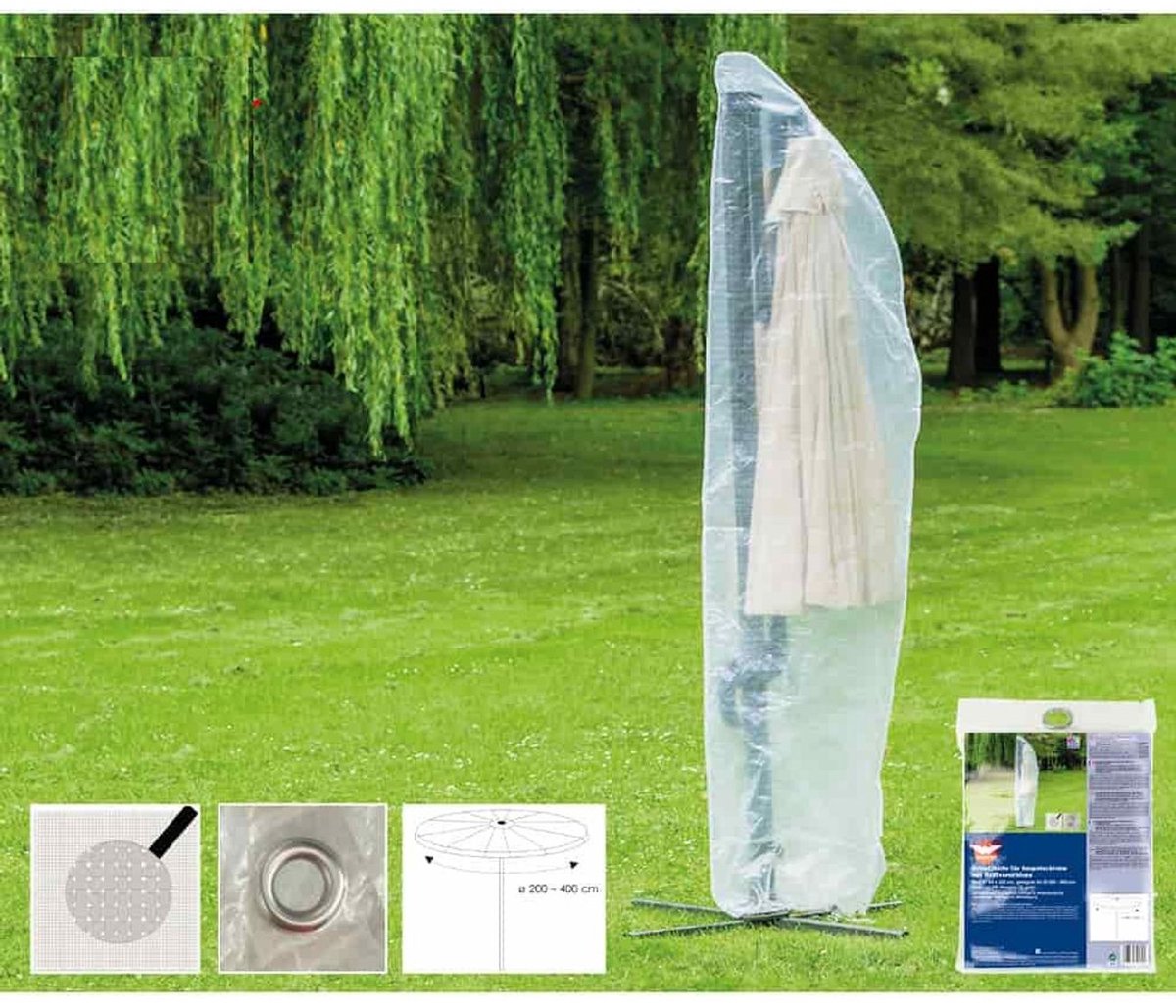 Transparante beschermhoes voor zweefparasol, ca.265x40/70/50