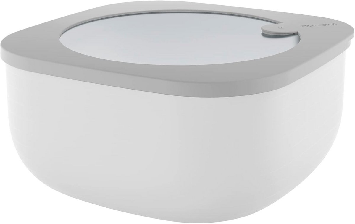 Luchtdichte opslagcontainer voor koelkast/diepvries/magnetron met dubbele sluiting - Donkergrijs - 19,5 x 19,5 x h9,3 cm