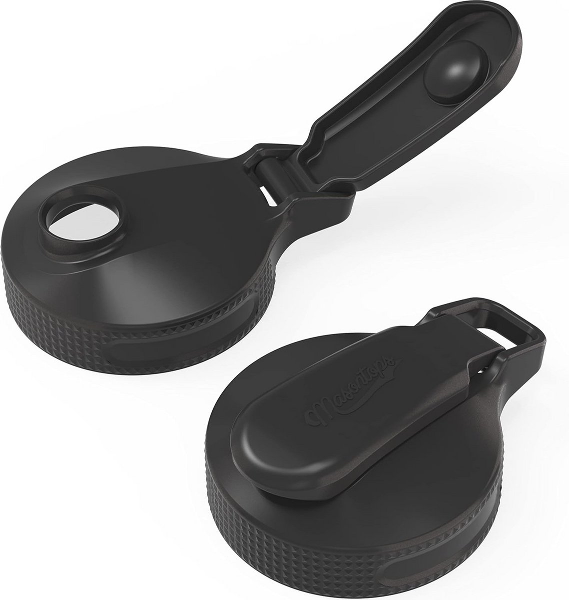 Veelzijdige Multi-Topdeksels voor Flessen - 2-Pack Zwart (Klein)