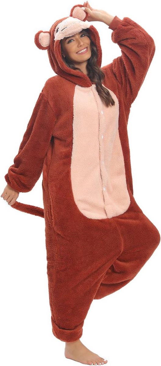 Uniseks Slaappak met Capuchon - Zacht en Warm Jumpsuit voor Volwassenen
