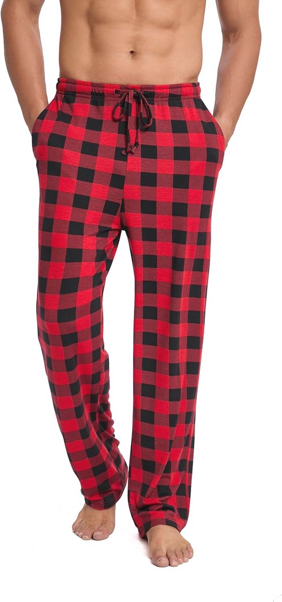 Lange pyjamabroek voor heren met elastische tailleband en zakken - Losse loungebroek M-3XL