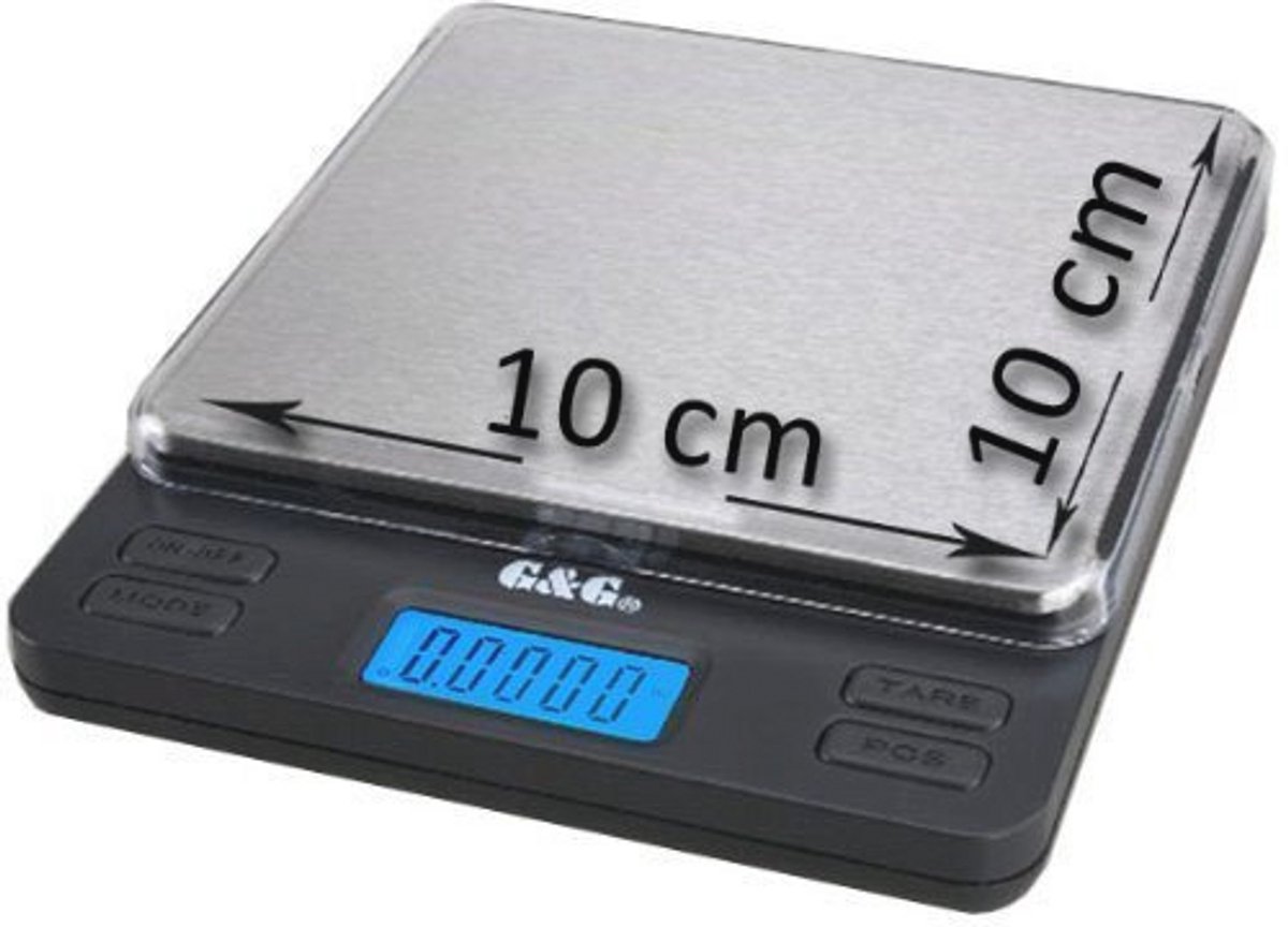 Digitale Taschenwaage - Precisieweegschaal met Groot Weegoppervlak (Tot 1000g)