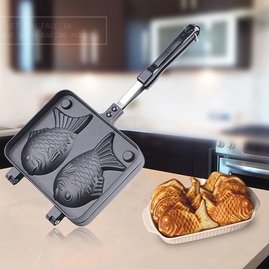 Taiyaki Pannenkoek Pan - Dubbele Visvormige Wafelmaker voor Thuis Koken en Desserts — afbeelding 3