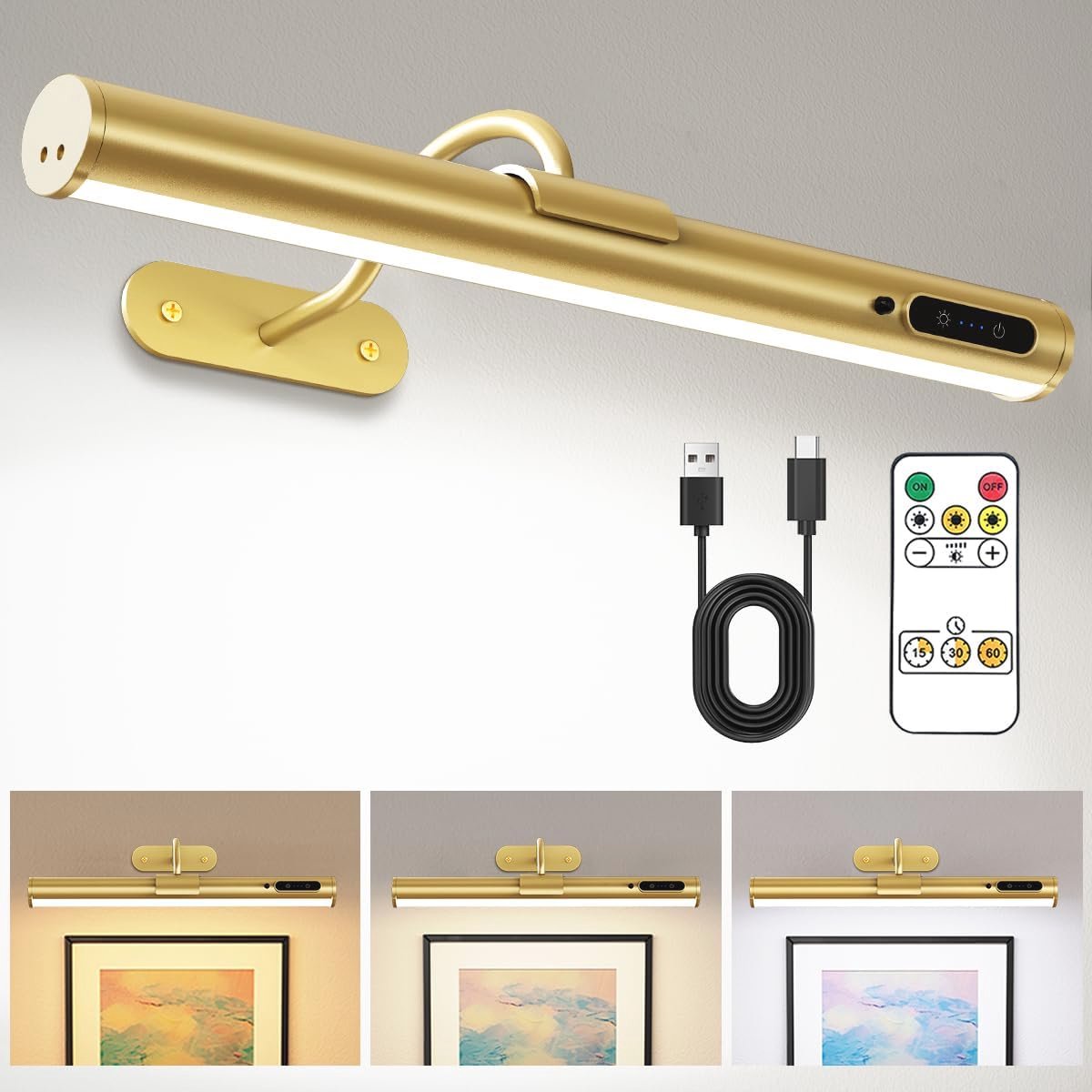 Schilderijverlichting Draadloos Led - LED-fotolamp op batterijen - Draadloze wandlamp voor binnen - Met afstandsbediening - Dimbaar - Magnetische wandlamp - Zonder stroomaansluiting - Fotolamp op batterijen voor aan de muur - Dartbord — cadeau in Wonen & Interieur - foto 5