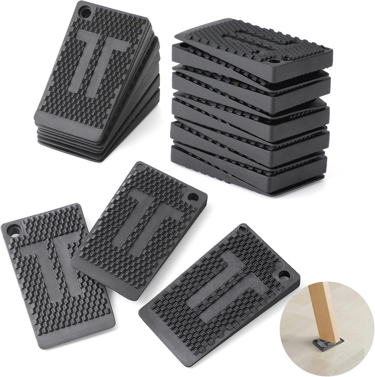 Flexibele rubberen tafelnivelleringshandels - set van 20 voor meubelstabilisering