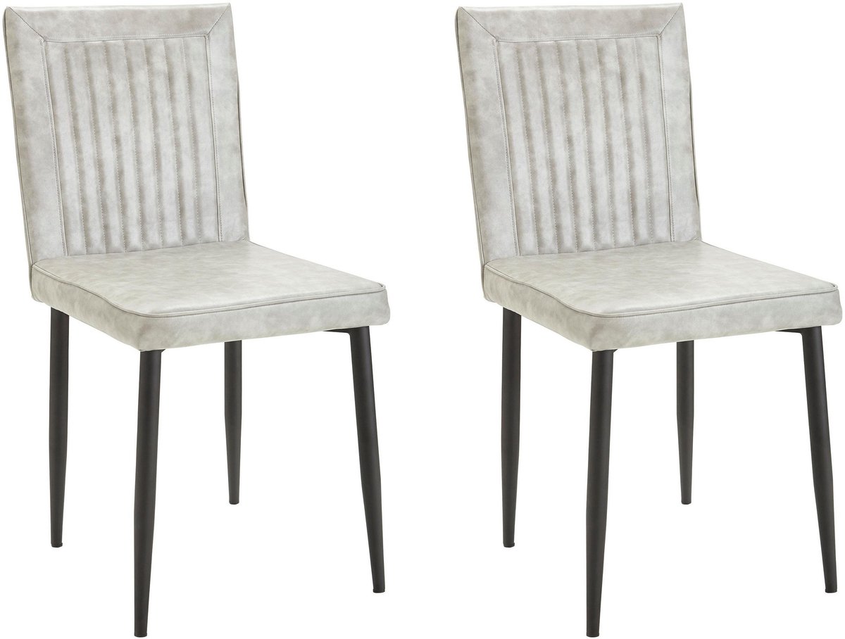 Notio Living Felicia-Eetkamerstoel - Set van 2 - Lichtgrijs PU