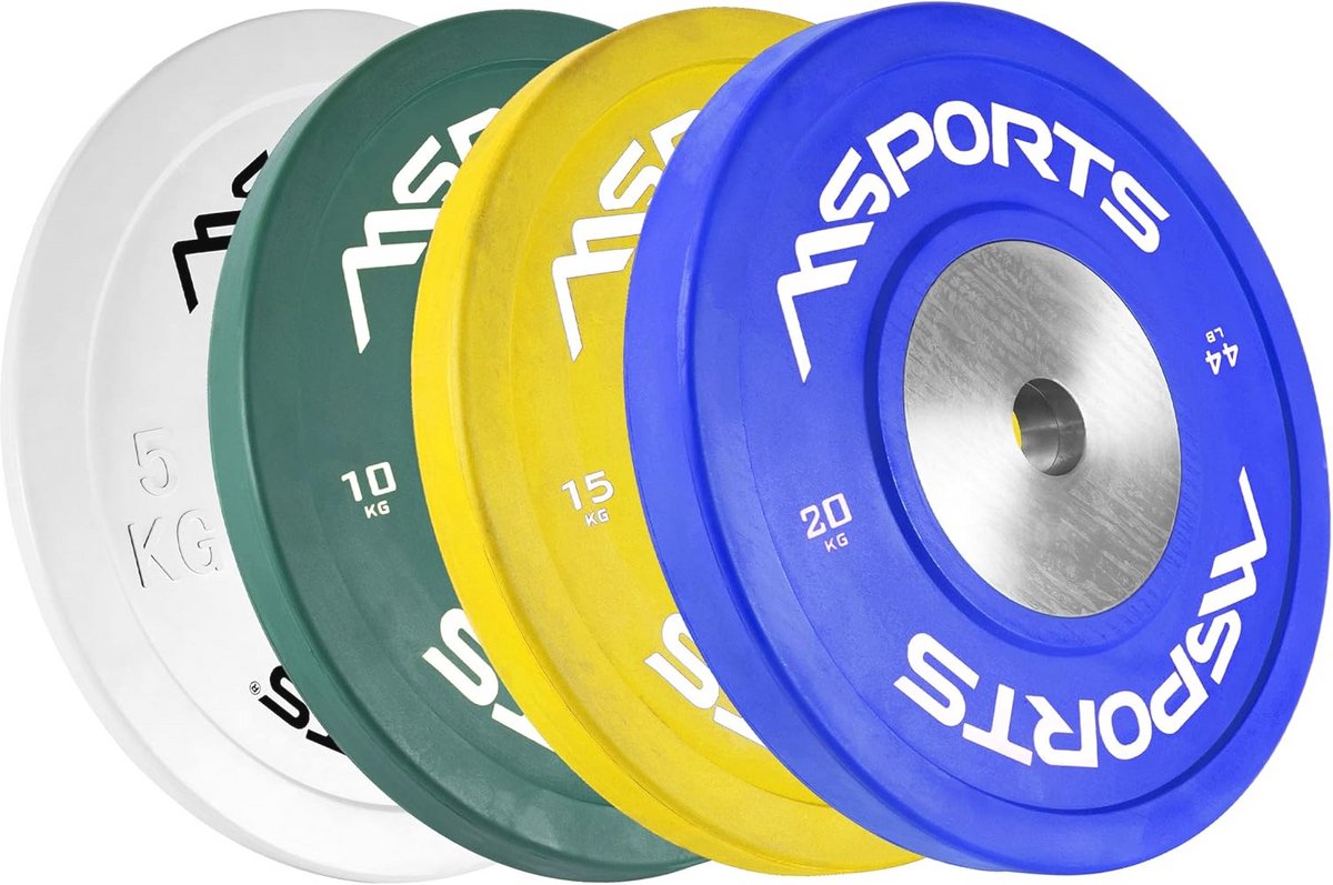 Professionele halterschijven 51 mm, set van 2, gietijzer met rubberen ommanteling, 5-20 kg