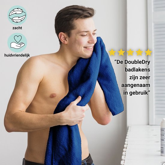Handdoeken DoubleDry XL 70 x 140 cm - Lot de 6 - Qualité Hotel 500 g/ m2 - 6 x Blauw Classique