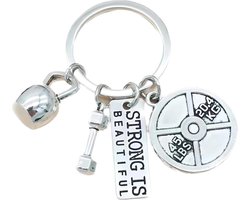 Sleutelhanger voor Fitnessliefhebbers - Inspiratie voor Bodybuilding en Krachttraining - Motivatie Cadeau - Zilver/Zwart
