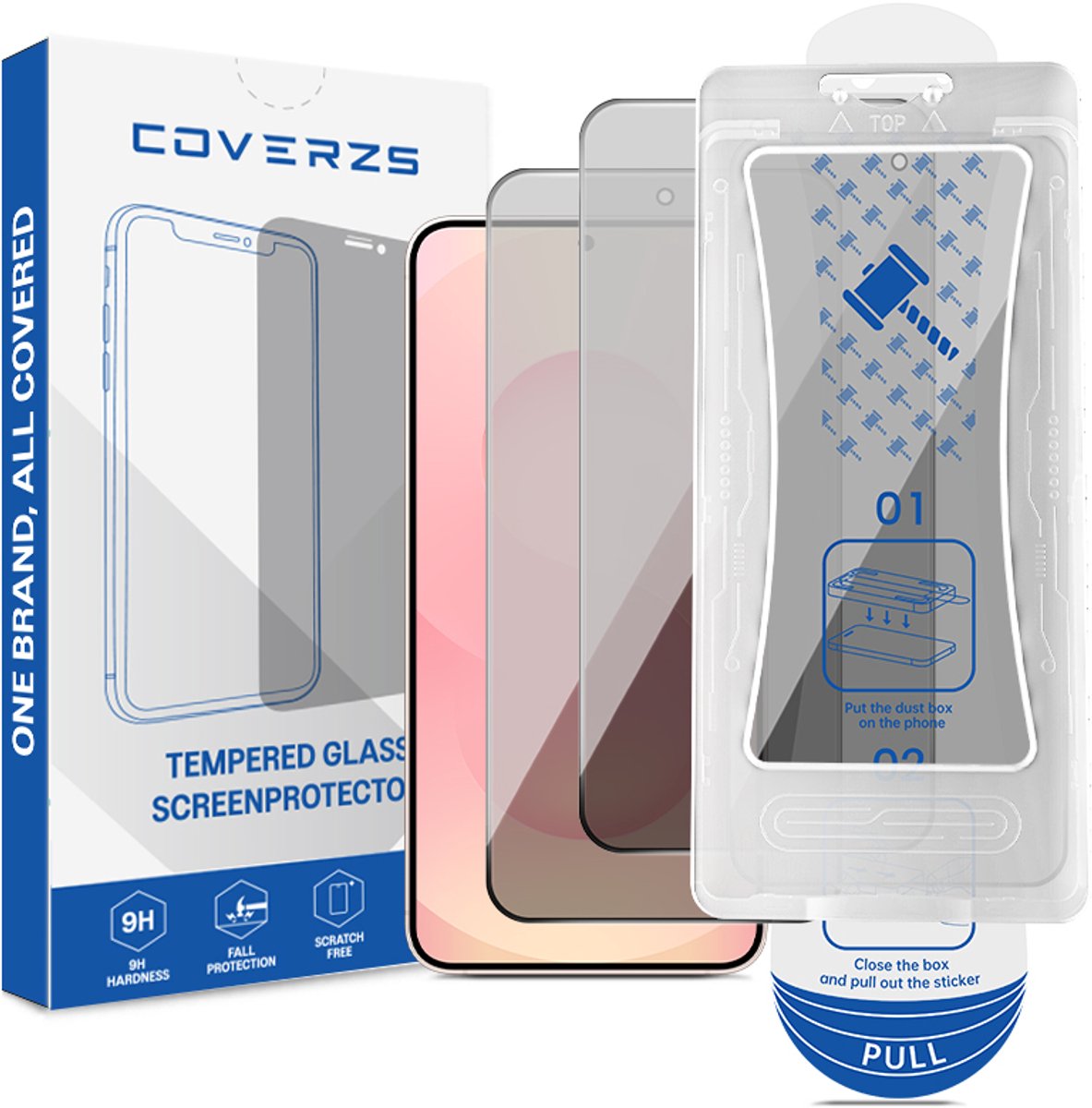 Coverzs Tempered Glass Privacy Screenprotector met Frame (2-Pack) geschikt voor Samsung Galaxy S25 – Privacy Glas – Anti-Spy Bescherming