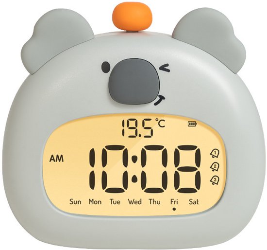 Koala-wekker met ontspannende werking, nachtlampje in de vorm van een bos, snel opladen via USB-C, 3 alarmen en timer, mindfulness-slaapkamerdecoratie, cadeau voor jongens en meisjes, tennisbal van Luminovum — afbeelding 5